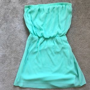 Sea foam color strapless dress